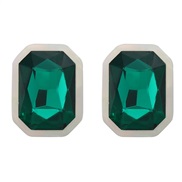 ( green)occidental style earrings fully-jewelled ear stud woman fashion brief Alloy diamond square geometry Earring