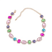 ( Color)necklace exaggerating occidental style necklace fully-jewelled woman geometry glass diamond banquet