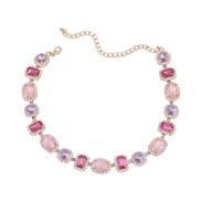 ( pink and purple )necklace exaggerating occidental style necklace fully-jewelled woman geometry glass diamond banquet