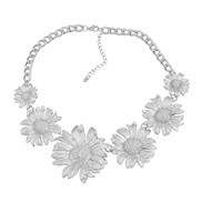( Silver)spring sun flower necklace occidental style woman exaggerating Metal Alloy flowers