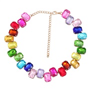 ( Color)necklace exaggerating occidental style necklace fully-jewelled woman Alloy diamond square glass diamond banquet