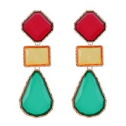 ( red and green)occidental style earrings color Earring woman Alloy square drop resin earring Bohemia