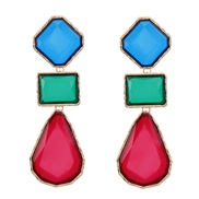 (blue red )occidental style earrings color Earring woman Alloy square drop resin earring Bohemia