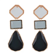( Black )occidental style earrings color Earring woman Alloy square drop resin earring Bohemia