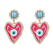( red) heart-shaped earrings eyes Earring woman occidental style exaggerating Peach heart Alloy resin earring