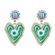 ( green) heart-shaped earrings eyes Earring woman occidental style exaggerating Peach heart Alloy resin earring