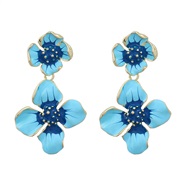 ( blue)spring flowers earrings exaggerating occidental style Earring woman elegant Alloy enamel flower earring