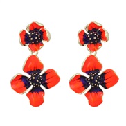 ( Tangerine)spring flowers earrings exaggerating occidental style Earring woman elegant Alloy enamel flower earring