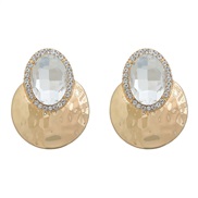 ( white)occidental style earrings colorful diamond Earring woman Round Alloy diamond Round glass diamondearrings