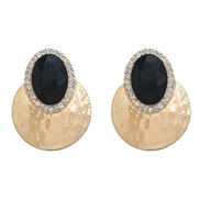 ( black)occidental style earrings colorful diamond Earring woman Round Alloy diamond Round glass diamondearrings