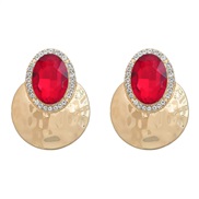 ( red)occidental style earrings colorful diamond Earring woman Round Alloy diamond Round glass diamondearrings