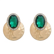 ( green)occidental style earrings colorful diamond Earring woman Round Alloy diamond Round glass diamondearrings