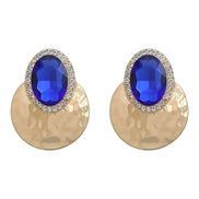 ( blue)occidental style earrings colorful diamond Earring woman Round Alloy diamond Round glass diamondearrings