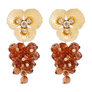 (gold + brown)E occidental style brief imitate crystal flowers earrings  sweet creative color earring Earring