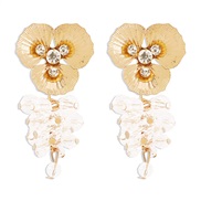 (gold + transparent)E occidental style brief imitate crystal flowers earrings  sweet creative color earring Earring