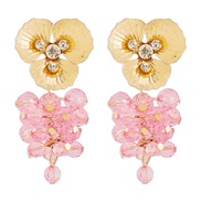 (gold +)E occidental style brief imitate crystal flowers earrings  sweet creative color earring Earring