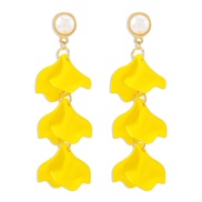 ( yellow) petal tassel earrings  sweet temperament earring personality exaggerating embed Pearl long style Earring