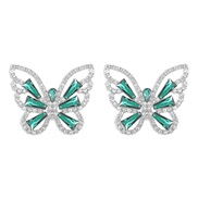 ( green)occidental style samll three-dimensional hollow butterfly earrings woman  sweet temperament personality Earring
