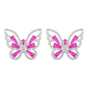 ( rose Red)occidental style samll three-dimensional hollow butterfly earrings woman  sweet temperament personality Earr
