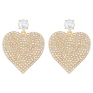 ( White K+White Diamond )E personality geometry Peach heart earrings  retro temperament color creative heart-shaped ear