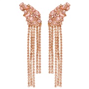 ( Pink)exaggerating creative geometry Acrylic diamond tassel earrings woman occidental style claw chain Earring earrings