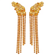 ( yellow)exaggerating creative geometry Acrylic diamond tassel earrings woman occidental style claw chain Earring earri