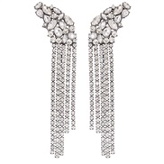 (+grey )exaggerating creative geometry Acrylic diamond tassel earrings woman occidental style claw chain Earring earrin