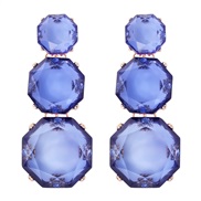 ( blue)new geometry surface Round earring resin transparent brief earrings personality ear stud lady elegant all-Purpose