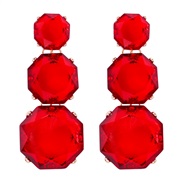 ( red)new geometry surface Round earring resin transparent brief earrings personality ear stud lady elegant all-Purpose