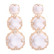 ( white)new geometry surface Round earring resin transparent brief earrings personality ear stud lady elegant all-Purpo