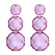 (purple)new geometry surface Round earring resin transparent brief earrings personality ear stud lady elegant all-Purpo