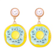(yellow +blue )geometry circle enamel earring personality color woman occidental style temperament wind trend