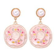 ( Pink)geometry circle enamel earring personality color woman occidental style temperament wind trend