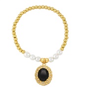 ( black)ins Pearl beads flowers zircon pendant bracelet occidental stylebra