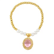 ( Pink)ins Pearl beads flowers zircon pendant bracelet occidental stylebra
