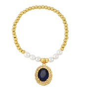 ( blue)ins Pearl beads flowers zircon pendant bracelet occidental stylebra