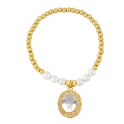 ( white)ins Pearl beads flowers zircon pendant bracelet occidental stylebra