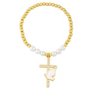 ( white)ins wind samll cross Pearl bracelet woman occidental style fashion fashionbrb