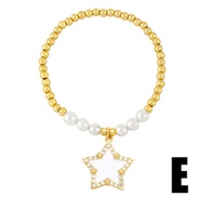 (E  white)occidental styleins temperament brief star Moon bracelet woman samll Pearl beads elasticitybrb