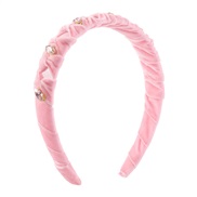 ( Pink)F occidental style fashion pure color diamond Headband  retro brief velvet twining Ladies wind Headband