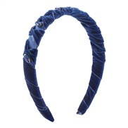 ( Navy blue)F occidental style fashion pure color diamond Headband  retro brief velvet twining Ladies wind Headband