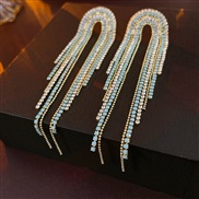 ( Silver needle  Lake Blue  Tassels)elegant diamondn long style tassel silver earrings occidental style fashion tempera