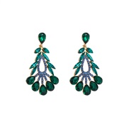 (green )occidental style fashion colorful diamond series Alloy diamond drop glass diamond earrings woman geometry flowe