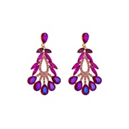 ( rose Red)occidental style fashion colorful diamond series Alloy diamond drop glass diamond earrings woman geometry fl