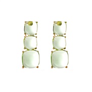 (Ligh green )occidental style brief fashion transparent resin half earrings exaggerating retro wind personality tempera