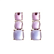 (purple)occidental style brief fashion transparent resin half earrings exaggerating retro wind personality temperament 