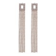 ( Gold)super claw chain occidental style exaggerating earrings zircon Earring square Alloy diamond Rhinestone long styl