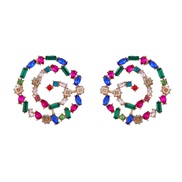 ( Color)super colorful diamond earrings exaggerating occidental style Earring woman Alloy diamondearrings