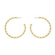 ( Gold)Alloy earrings occidental style Earring woman trend Round Metal exaggeratingearrings