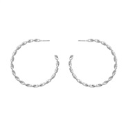 ( Silver)Alloy earrings occidental style Earring woman trend Round Metal exaggeratingearrings